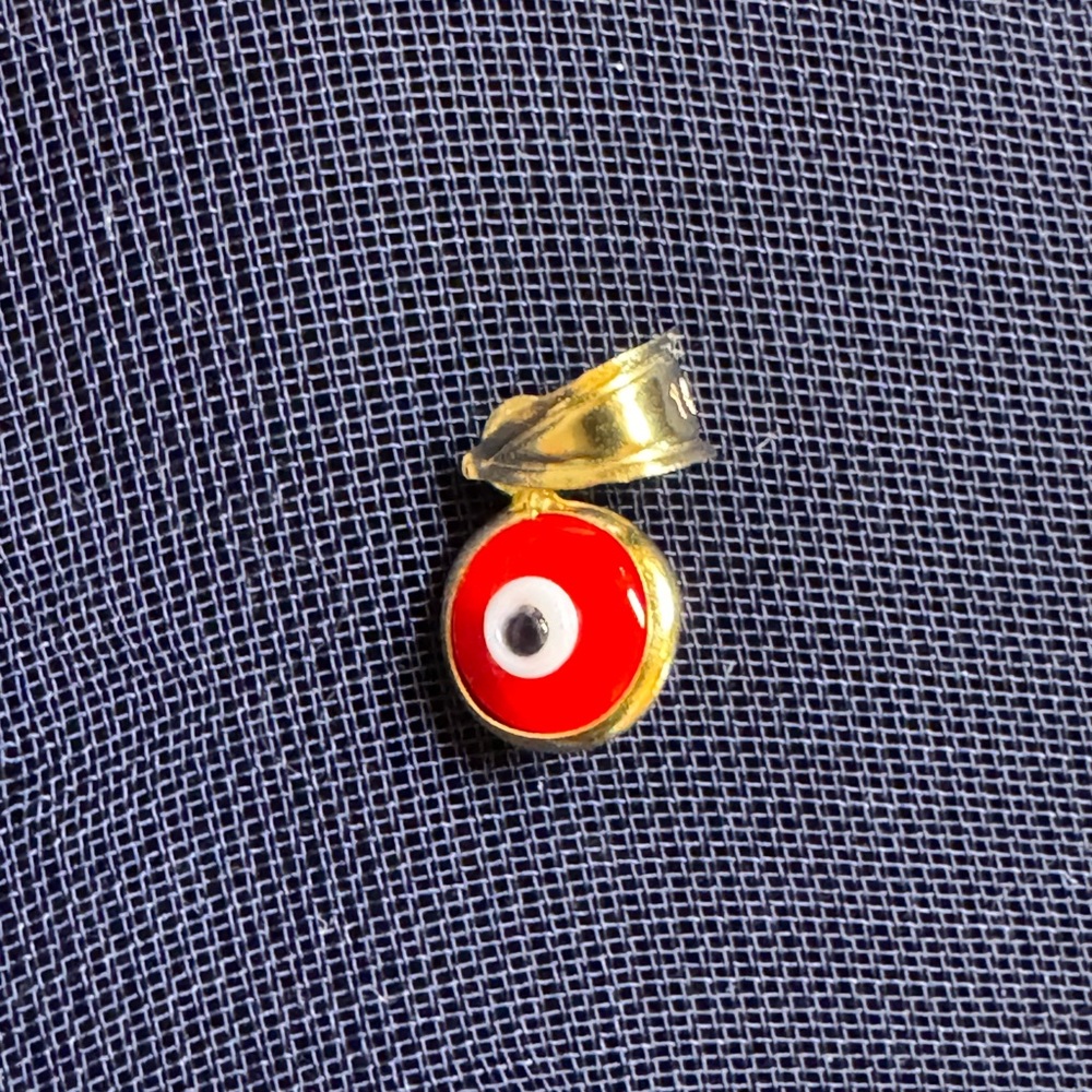 14k Red and Gold Evil Eye Pendant new!